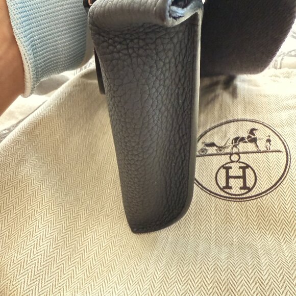 Authentic HERMES Paris Videpoches Togo Made in FRANCE Unisex Blue Crossbody Bag - Picture 5 of 12